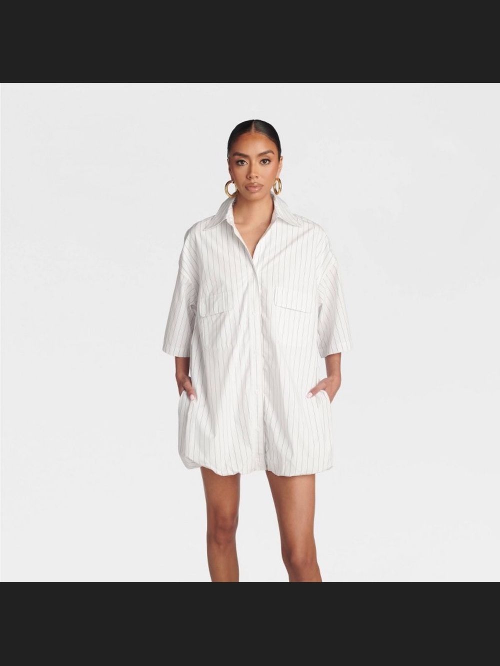 KBB by Kahlana Women’s White Pinstripe Shirt Dress “The Bubble Shirt Dress”